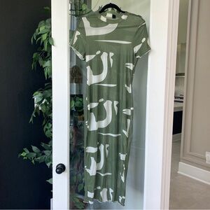 Shein curve green and cream design Bach swim cover up